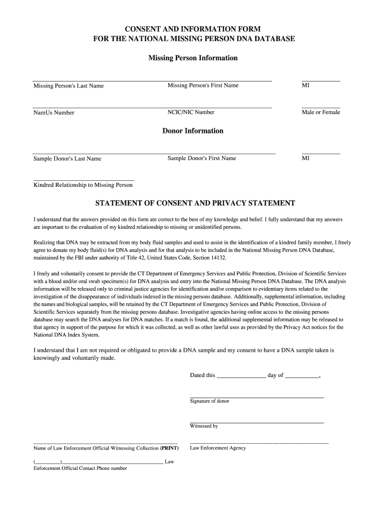 Family Reference Sample Consent Form