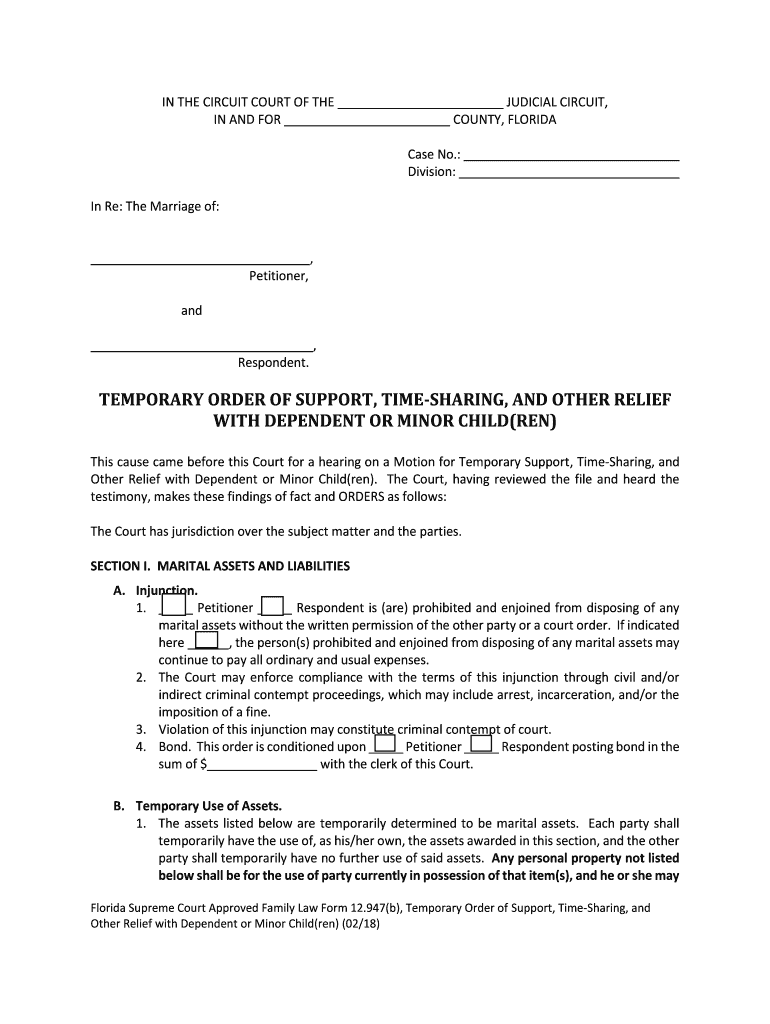  Florida Temporary Order 2018-2024