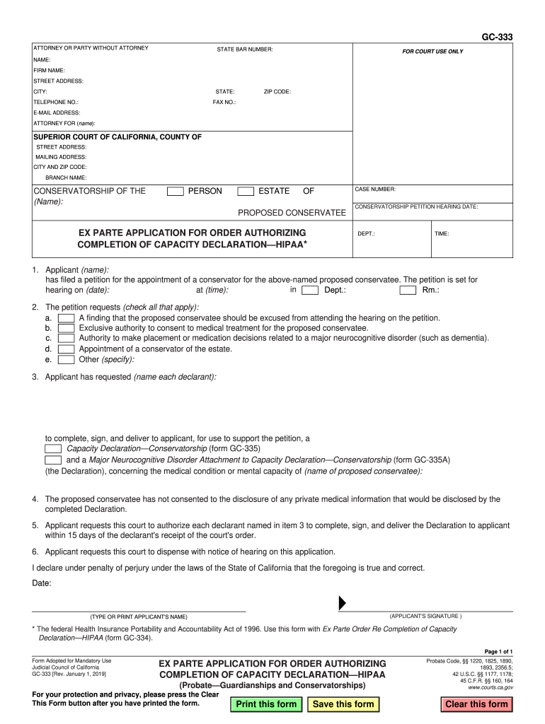  Example of California Ex Parte Application California 2019-2024