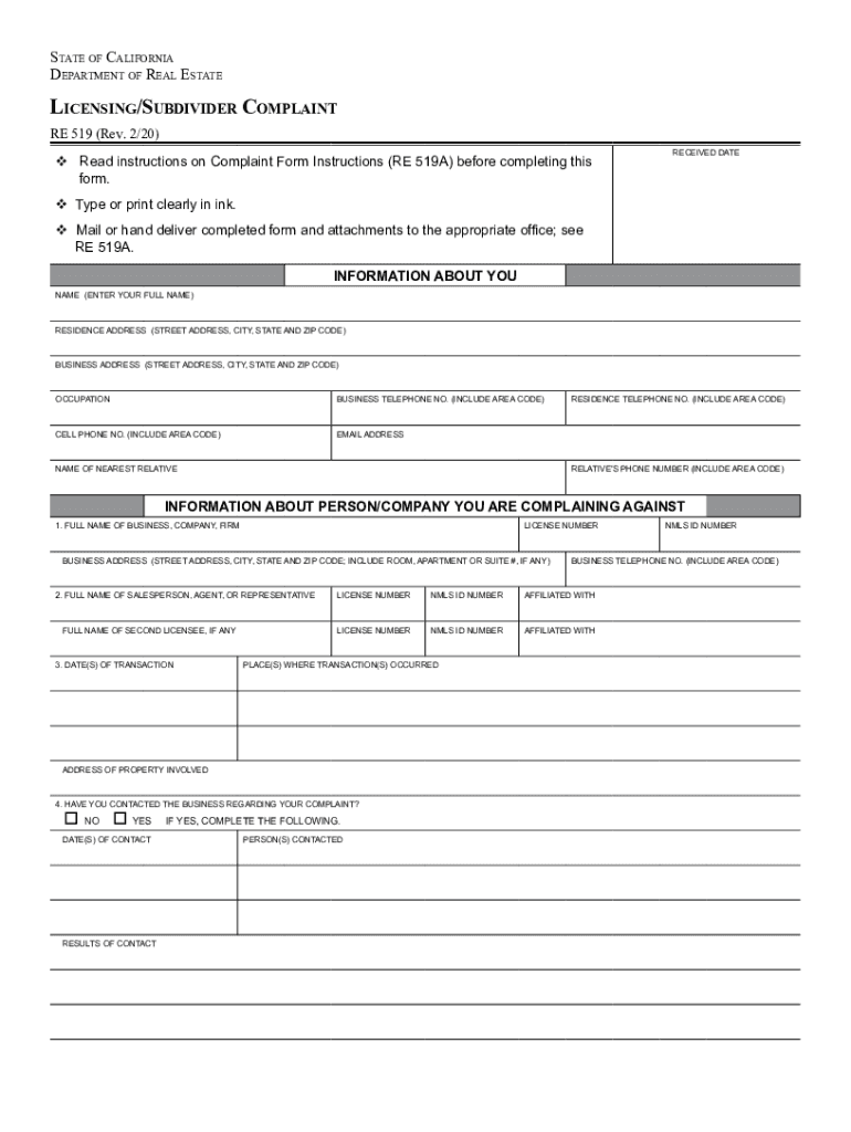  519 Form 2019-2024