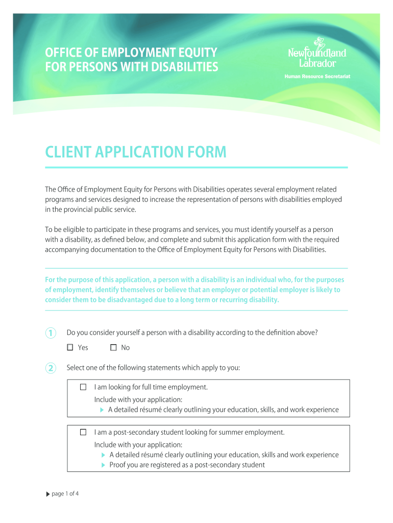 Office of Employment Equity for Persons with Disabilities  Form