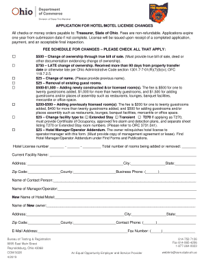 APPLICATION for HOTELMOTEL LICENSE CHANGES All 2019-2023