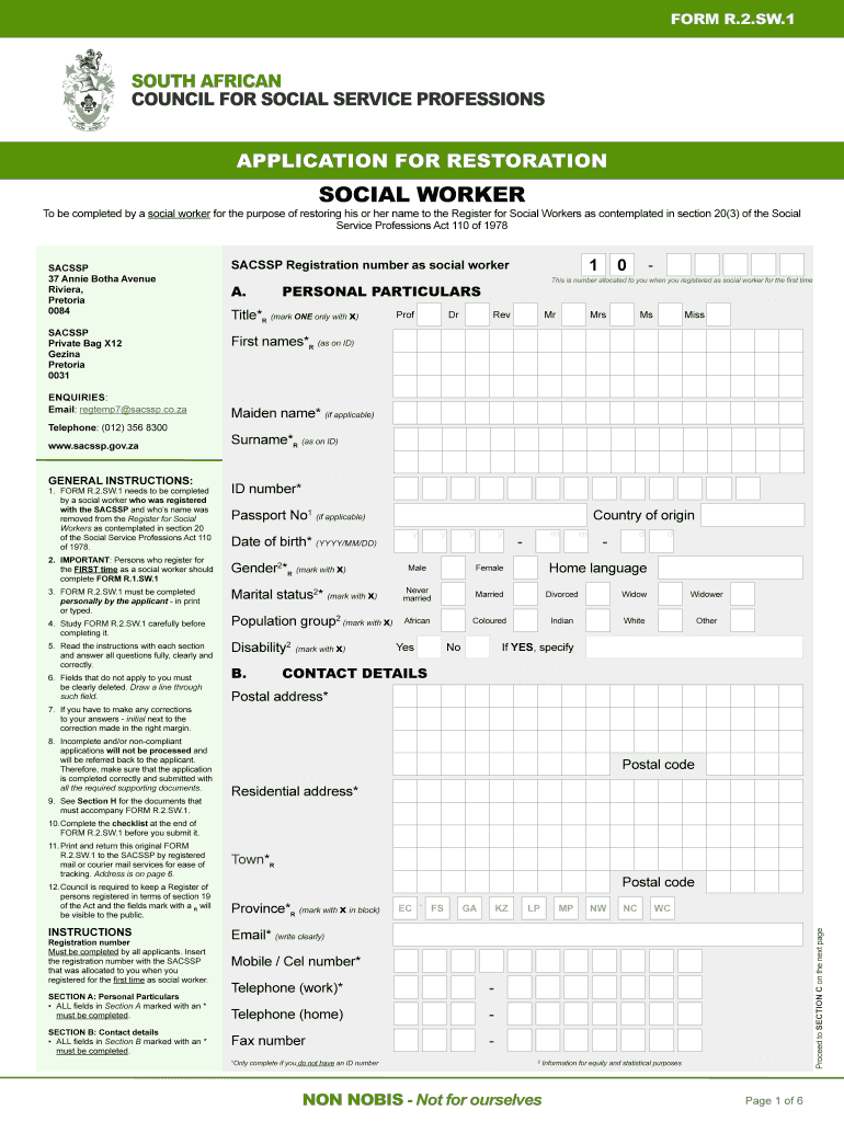 Social Auxiliary Work Registration Form Fill Online, Printable