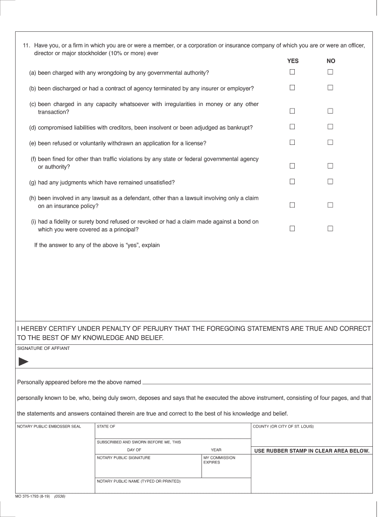 375 1793 8 19 AUTHORIZED REINSURER MISSOURI DEPARTMENT of COMMERCE and INSURANCE  Form