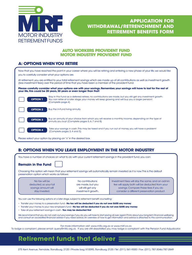 Retirement Funds that Deliver Motor Industry Retirement FundS  Form