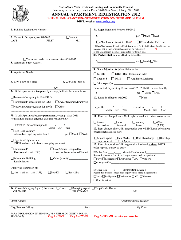  Annual Apartment Registration 2012-2024