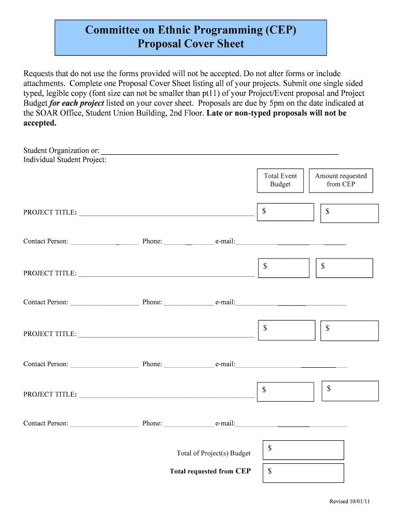 Committee on Ethnic Programming Proposal Packet SOMeCA  Form