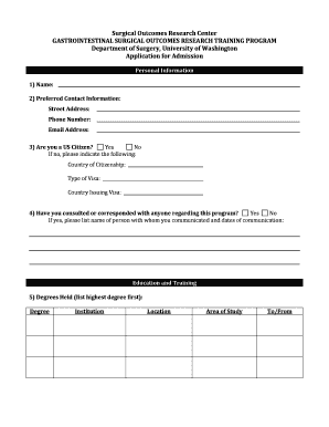 T32 Post Doctoral Research Training Program Form