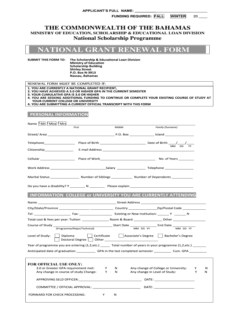 Goverment Bahamas  Form