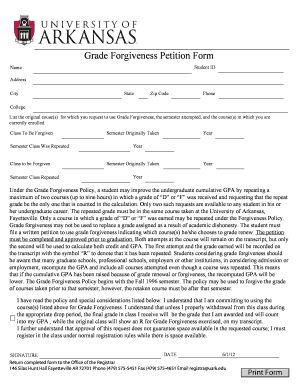 Uark Grade Forgiveness  Form