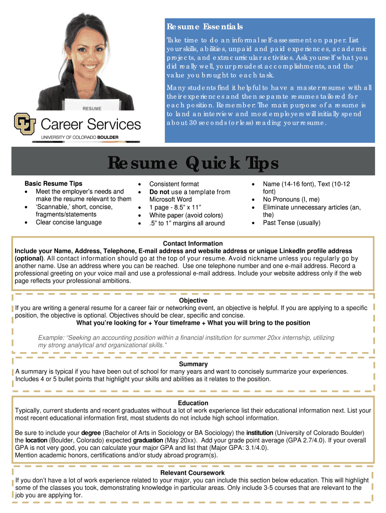 Resumes Career Services University of Colorado Boulder Careerservices Colorado  Form