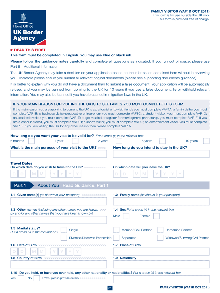  Vaf 1b Form 2011