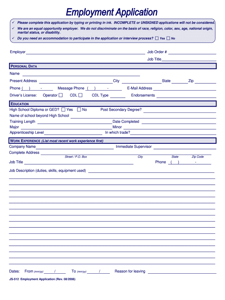 Get and Sign Job Address Application 2006-2022 Form