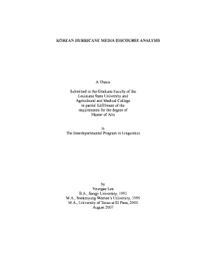 Korean Hurricane Media Discourse Analysis Louisiana State Etd Lsu  Form