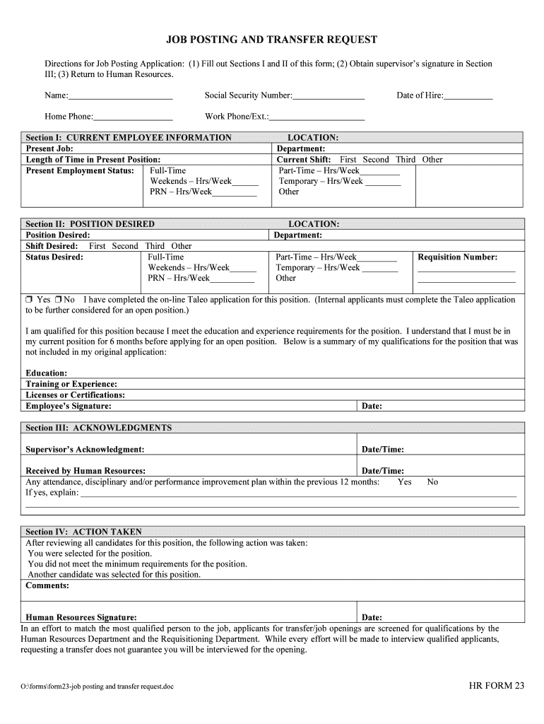 Form23 Job Posting and Transfer Request, 2 09  Lutheran Hospital
