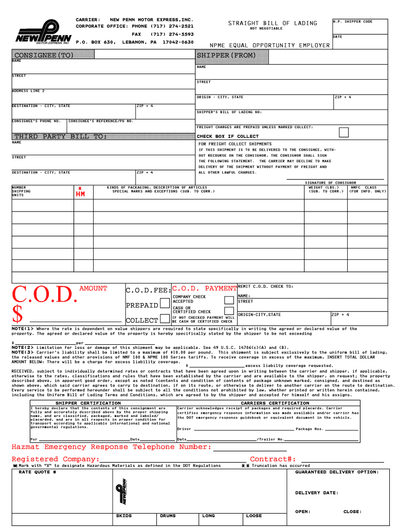 New Penn Bol  Form