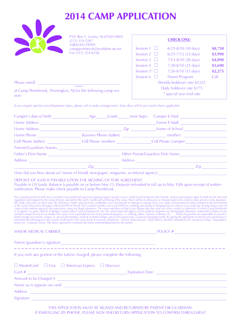 Camp Penn Application Qxd  Form