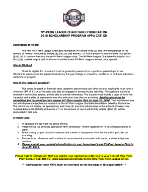 NYPL Scholarship Program Application  Form