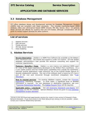 DTI Service Catalog Service Description APPLICATION and Dti Delaware  Form