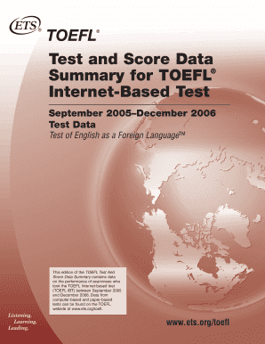 Test and Score Data Summary for the TOEFL IBT Tests ETS Org  Form