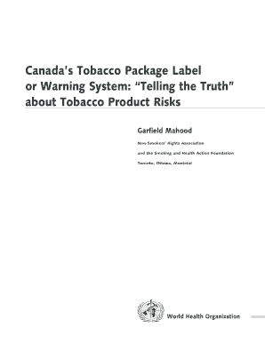 Canadas Tobacco Package Label  Form
