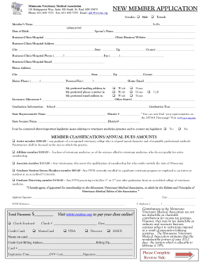 NEW MEMBER APPLICATION Mvma  Form