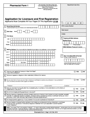 Pharmacist Form 1 Op Nysed