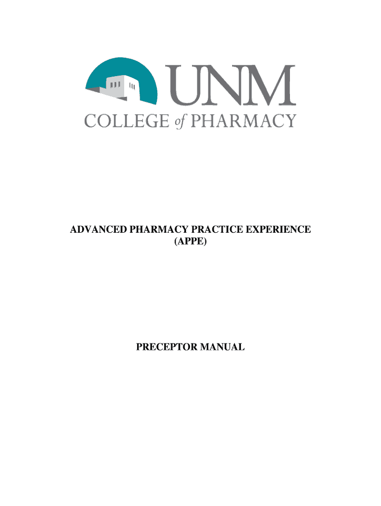 ADVANCED PHARMACY PRACTICE EXPERIENCE APPE Hsc Unm  Form