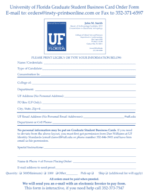 Uf Business Card  Form