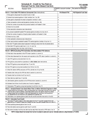 TC 922B, Credit for Tax Paid on Exempt Fuel for Utah Based Carriers  Form