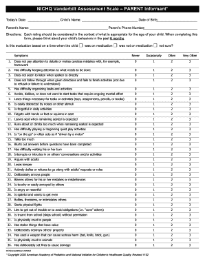 Vanderbilt Questionnaire  Form
