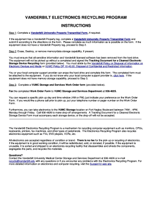 Electronics Recycling Forms and Instructions Vanderbilt University Vanderbilt