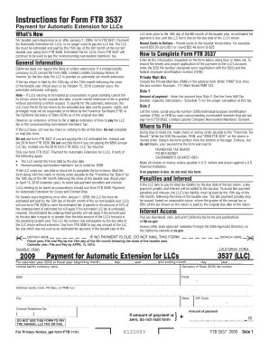 Form 3537 California Franchise Tax Board