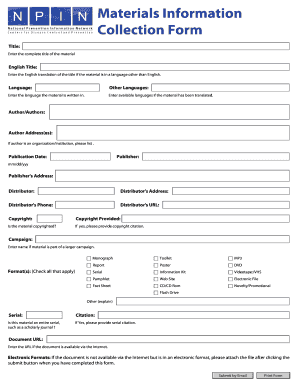 Materials Information Collection Form