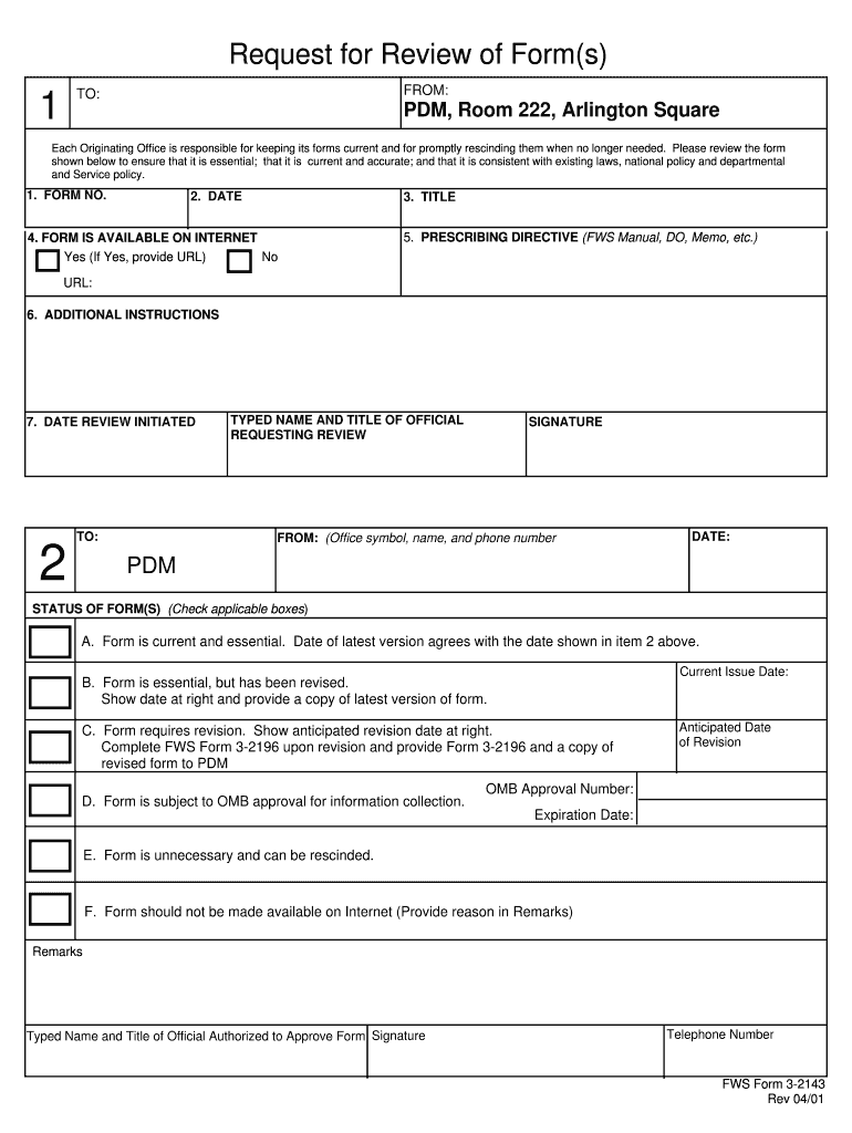 Request for Review of Forms