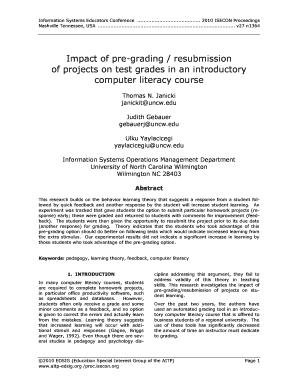 Impact of Pre Grading Resubmission of Projects on Test Grades in an Proc Isecon  Form