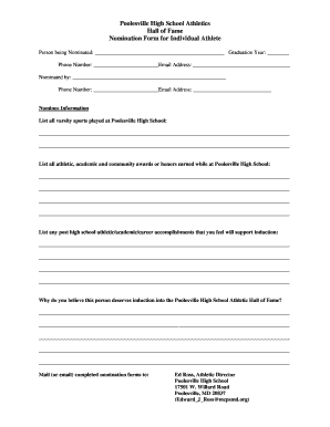 Magruder Hall of Fame Nomination Form Athlete Form