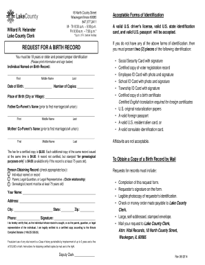 Acceptable Forms of Identification to Obtain a Copy of a Birth Countyclerk Lakecountyil