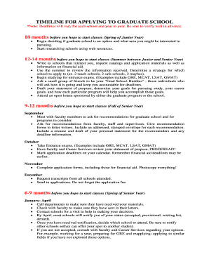 TIMELINE for APPLYING to GRADUATE SCHOOL  Form