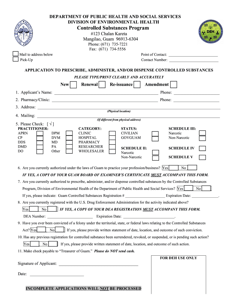 CSR Application Form 01 27 Department of Public Health Dphss Guam