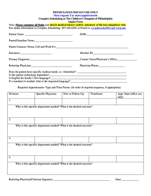 Chop Complex Scheduling Phone Number  Form