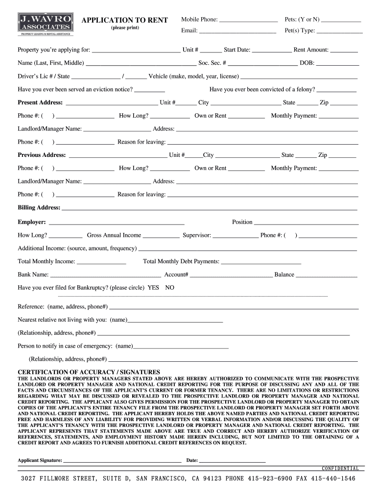 J Wavro Application  Form