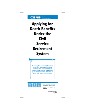 Applying for Death Benefits under the Civil Service Retirement System  Form