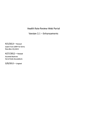 Health Rate Review Web Portal  Form