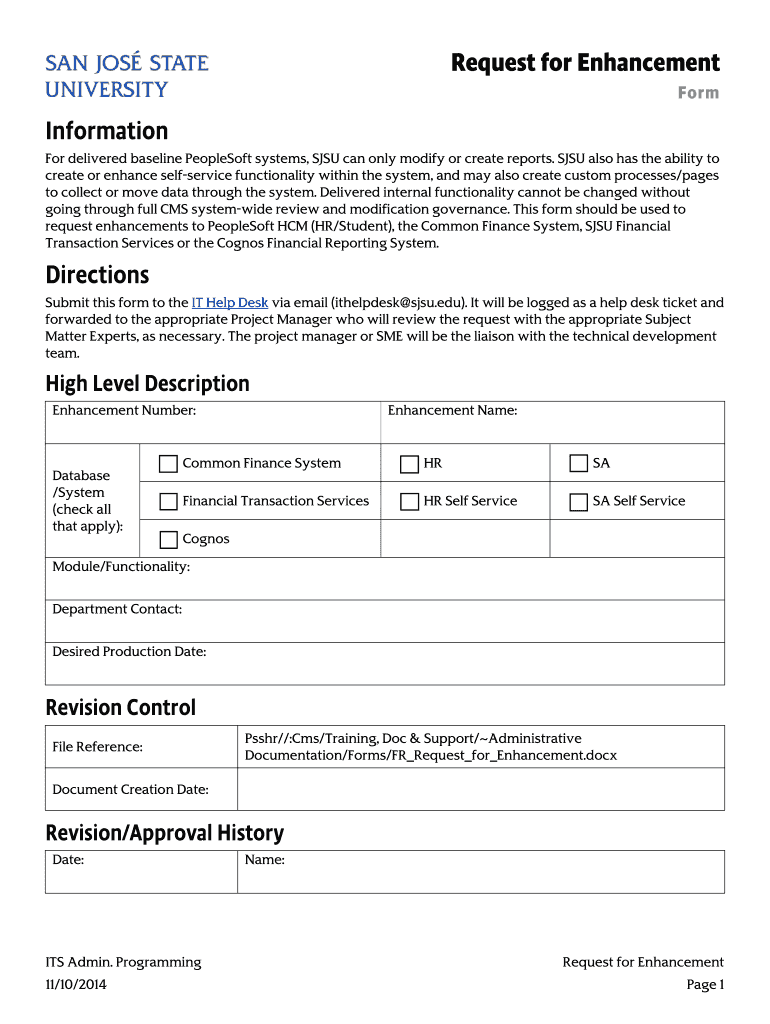 Request for Enhancement Form