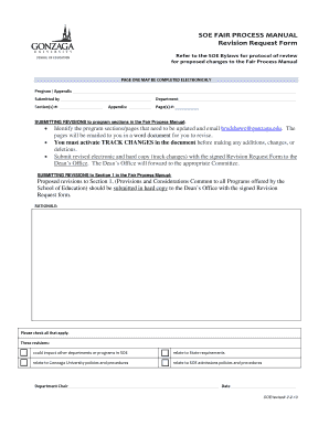 Fair Process Manual Revision Request Form Gonzaga University
