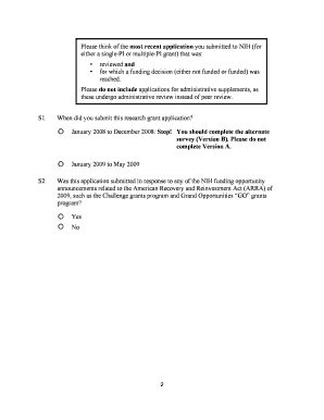 Submit by Email Print Form OMB No 0925 0474 Expiration Date 930 Enhancing Peer Review Initiative Survey of Applicants VERSION a 