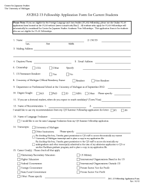 AY2012 13 Fellowship Application Form for Current Students