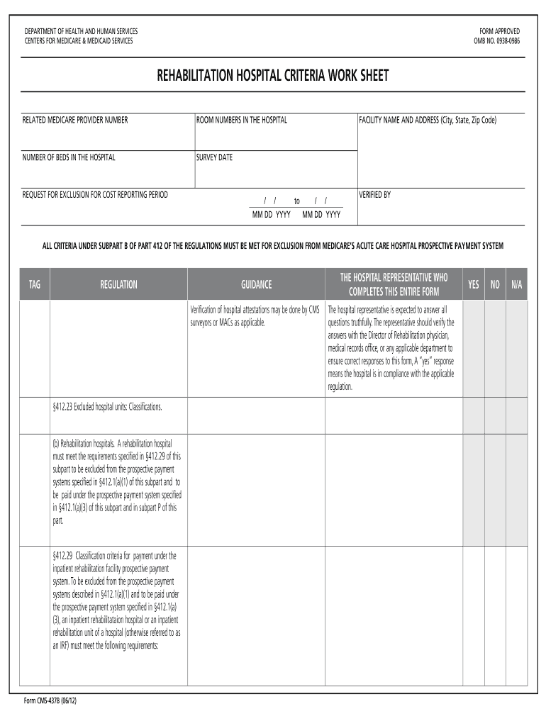  Hospital Criteria 2012-2024