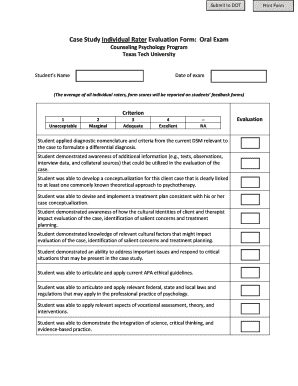 Oral ExaminationIndividual Rater Form Case Study